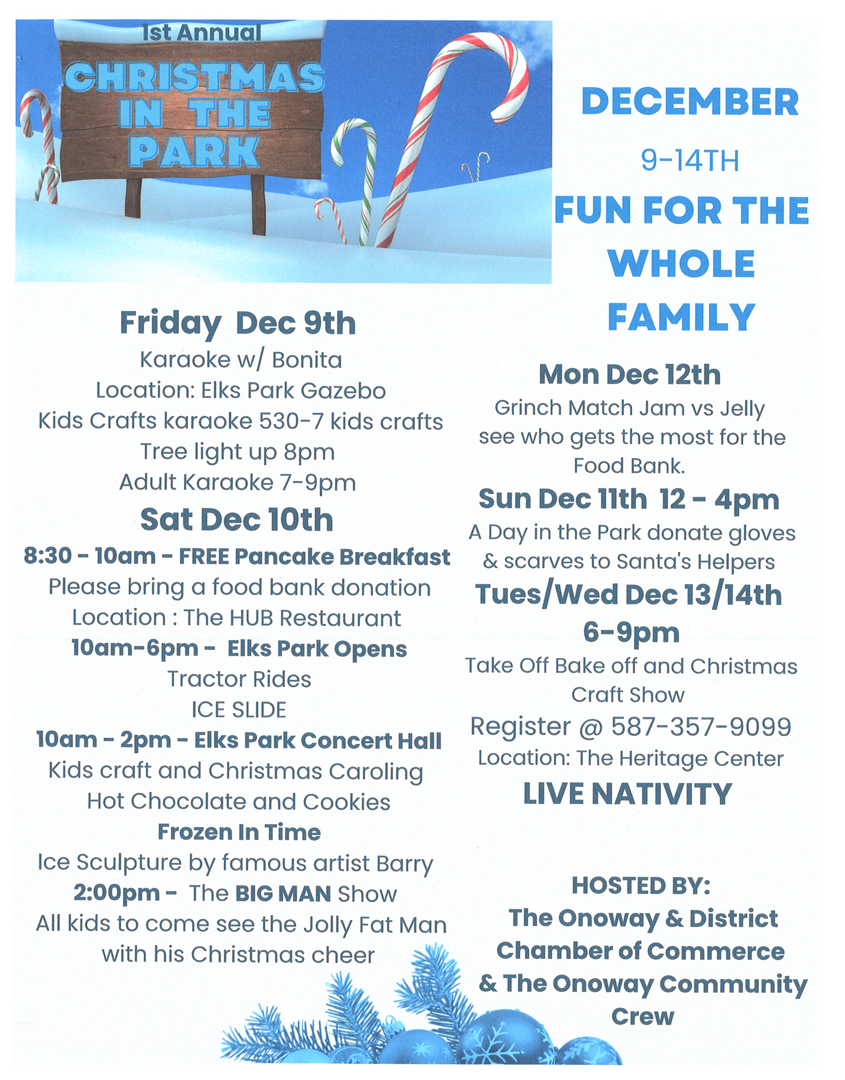 CHRISTMAS IN THE PARK DEC 9th14th News Town of Onoway